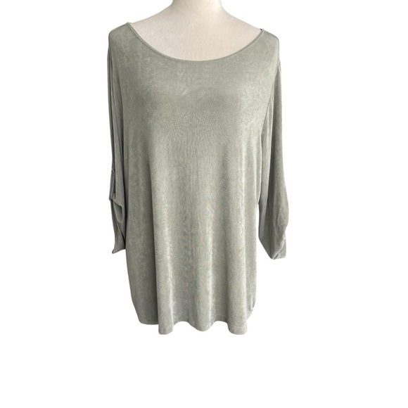 Chico’s Travelers Lightweight 3/4 Sleeves Comfy Sage Green Top Women Size 16/18 - Picture 1 of 8